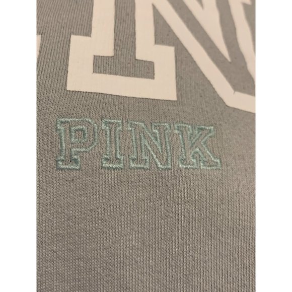 Victoria Secret Pink Crop Hoodie Pullover Long Sleeves Pockets Light Gray Size M - Picture 10 of 10